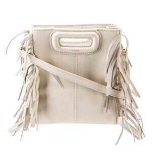 Maje Leather Fringe Beige Crossbody Bag